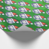 Papier Cadeau Bal de soccer bleu et blanc sur vert (Coin)