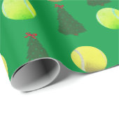 Papier Cadeau Bal de tennis moderne Noël Arbre vert (Coin rond)