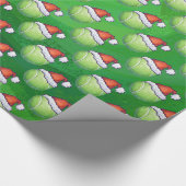 Papier Cadeau Bal De Tennis Vert À Santa Hat Motif (Coin)