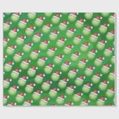Papier Cadeau Bal De Tennis Vert À Santa Hat Motif (Plat)