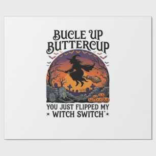 Papier Cadeau Balai de Halloween Commutateur Sorcière Boutonnièr