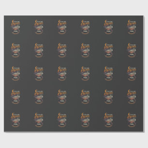 Papier Cadeau Balai de sorcière Hocus Pocus Chat noir Chaudron m