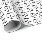 Papier Cadeau Balance de justice noire sur fond blanc (Coin rond)