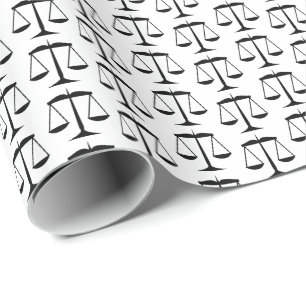 Papier Cadeau Balance de justice noire sur fond blanc