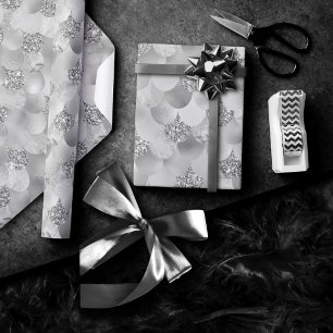 Papier Cadeau Balances Chrome de sirène   Argent Faux brillant m