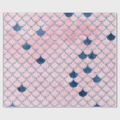 Papier Cadeau Balances de sirène rose rose Parties scintillant b (Plat)