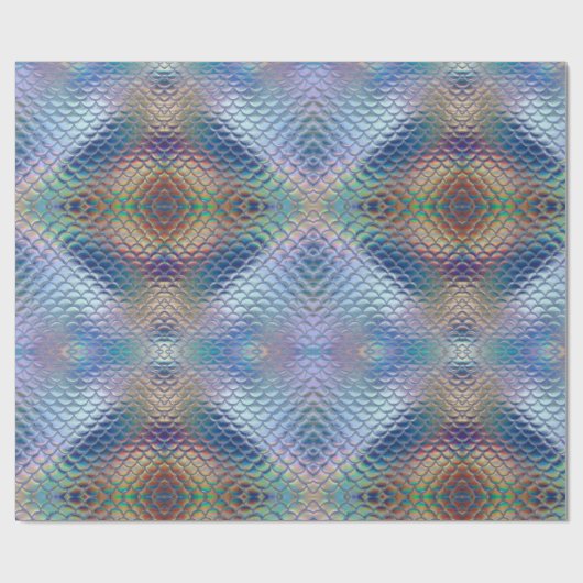 Papier Cadeau Balances de sirènes bleues vertes Hologramme Décou (Plat)