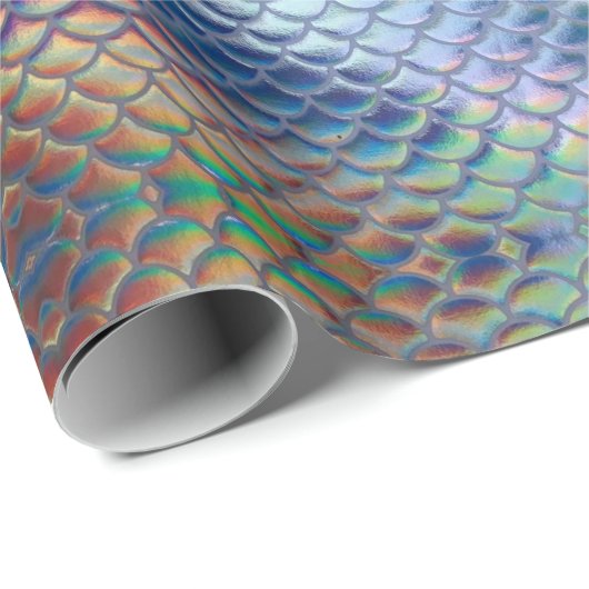 Papier Cadeau Balances de sirènes bleues vertes Hologramme Décou (Coin rond)