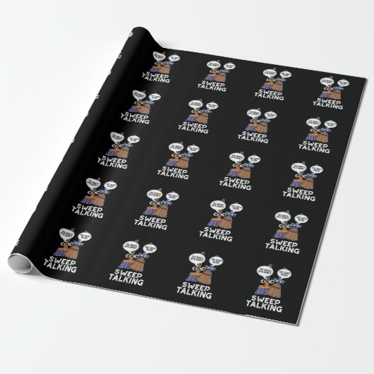 Papier Cadeau Balayage Talking Funny Sweet Talk Broom Pun Dark B (Déroulé)