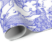 Papier Cadeau Baleine à bosse Bleue Et Blanche (Coin rond)