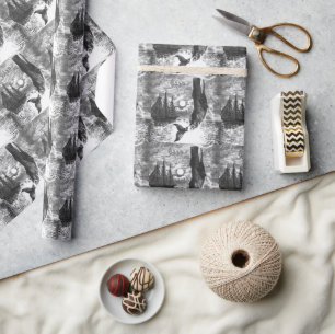 Papier Cadeau Baleine à tête carrée faisant une cabriole, Animau