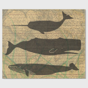 Papier Cadeau Baleine antique Vie marine