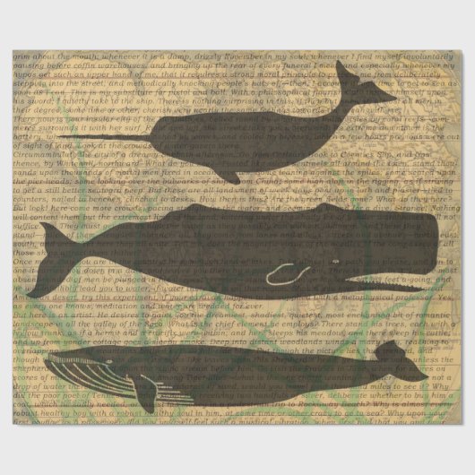 Papier Cadeau Baleine antique Vie marine (Plat)