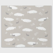 Papier Cadeau Baleine Bébée Beluga sur Pastel Grey Illustration (Plat)