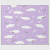 Papier Cadeau Baleine Beluga Sur Pastel Lilac Illustration (Plat)