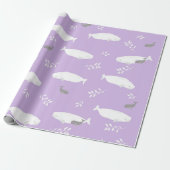 Papier Cadeau Baleine Beluga Sur Pastel Lilac Illustration (Déroulé)