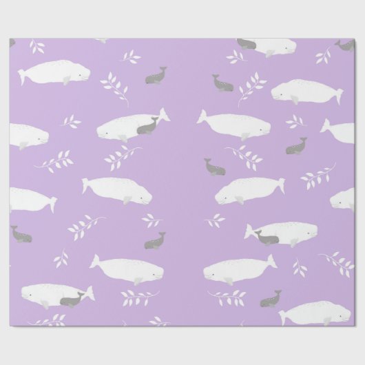 Papier Cadeau Baleine Beluga Sur Pastel Lilac Illustration (Couture)