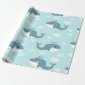 Papier Cadeau baleine bleu (Déroulé)