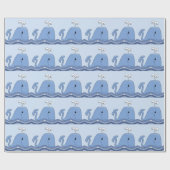 Papier Cadeau Baleine Bleu Marine (Plat)