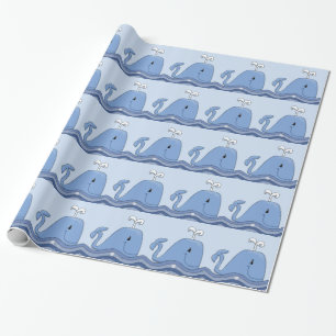 Papier Cadeau Baleine Bleu Marine
