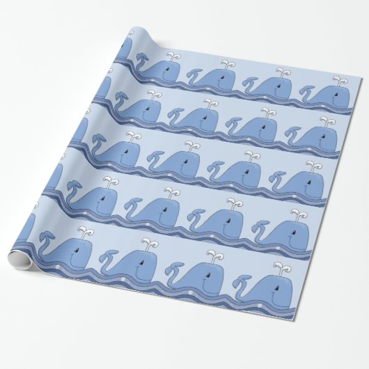 Papier Cadeau Baleine Bleu Marine (Déroulé)