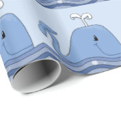 Papier Cadeau Baleine Bleu Marine (Coin rond)
