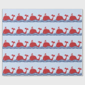 Papier Cadeau Baleine bleue rouge et marine (Plat)