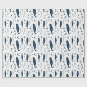 PAPIER CADEAU BALEINE DE SPERME BLANC BLEU AVEC TEXTURE (Plat)