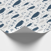 PAPIER CADEAU BALEINE DE SPERME BLANC BLEU AVEC TEXTURE (Coin)