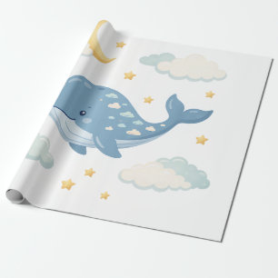 Papier Cadeau Baleine Nuageuse de Rêve