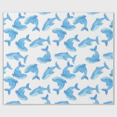 Papier Cadeau Baleine Océan Eau Bleu Poisson Anniversaire (Plat)