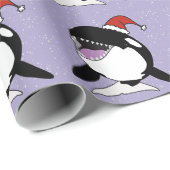 Papier Cadeau Baleine tueuse Orca Christmas (Coin rond)