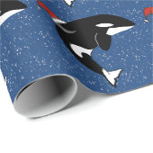 Papier Cadeau Baleine tueuse Orca Christmas  (Coin rond)