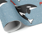 Papier Cadeau Baleine tueuse Orca Christmas  (Coin rond)