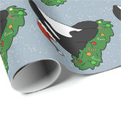 Papier Cadeau Baleine tueuse Orca Christmas (Coin rond)
