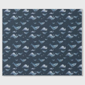 Papier Cadeau Baleines aquarelles (Plat)