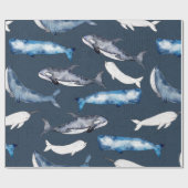 Papier Cadeau Baleines aquarelles (Plat)