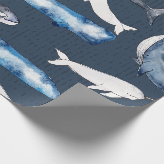 Papier Cadeau Baleines aquarelles (Coin)