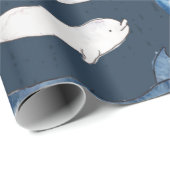 Papier Cadeau Baleines aquarelles (Coin rond)