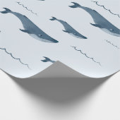 Papier Cadeau Baleines Bleues Baignant Dans L'Océan (Coin)