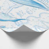 Papier Cadeau Baleines bleues Famille Blanc (Coin)