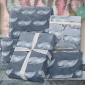Papier Cadeau Baleines Bleues Sous L'Aquarelle Profonde De L'Océ