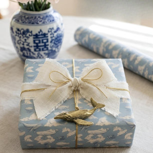 Papier Cadeau Baleines dans les Nuages I   Toile Bleue Vintage