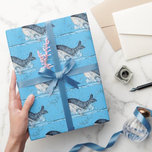 Papier Cadeau Baleines éclaboussant (Cadeaux)