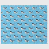 Papier Cadeau Baleines éclaboussant (Plat)