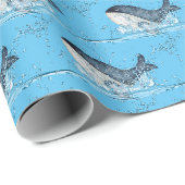 Papier Cadeau Baleines éclaboussant (Coin rond)