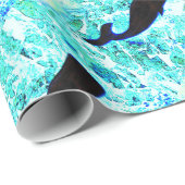 Papier Cadeau baleines noires bleu Thunder_Cove (Coin rond)