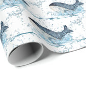 Papier Cadeau Baleines qui se balancent (Coin rond)