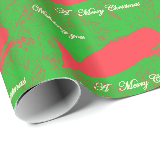 Papier Cadeau baleines rouges sur le papier d'emballage de Noël (Coin rond)
