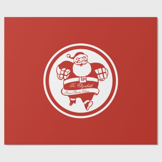 Papier Cadeau Balise cadeau de Noël rouge du Père Noël (Plat)